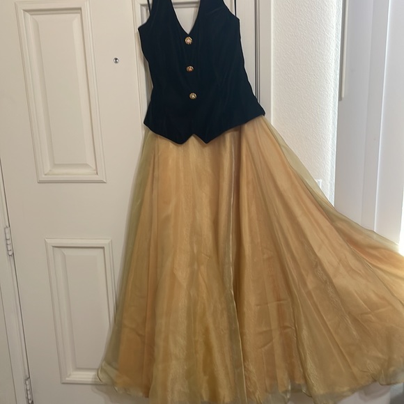 Vintage  80’s  Organza / Velvet Ballgown. sz 12 - Picture 2 of 7